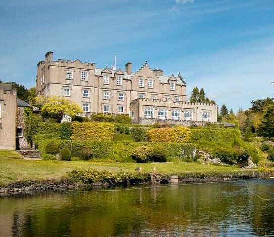 Ballynahinch Castle in Connemara, seen from the riverside