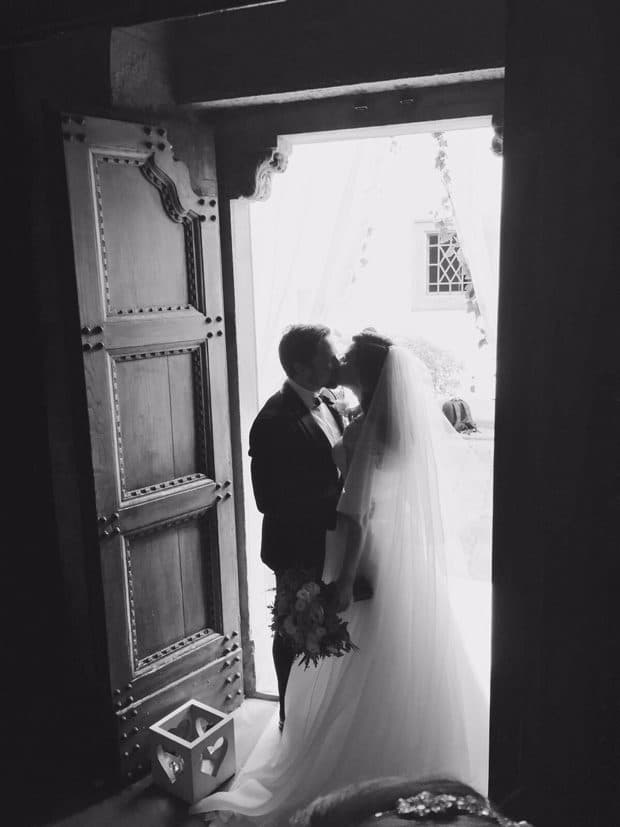 Lisa Cannon and Richard Keatley outside the church on their wedding day
